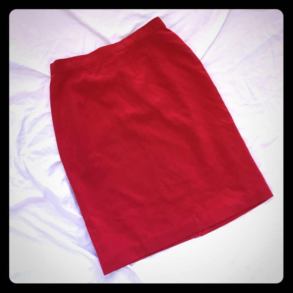 Red skirt with backslit and built in slip